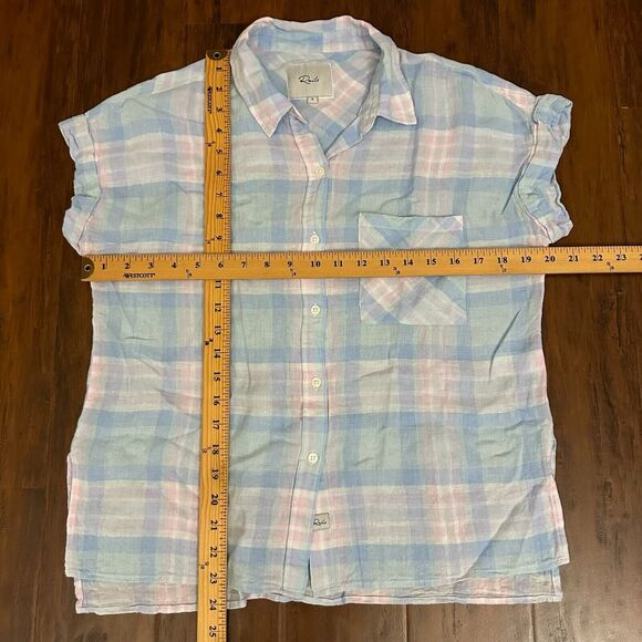 RAILS Whitney Check Short-Sleeve Button-Down Shirt in Aqua Pink Blue - Picture 11 of 11